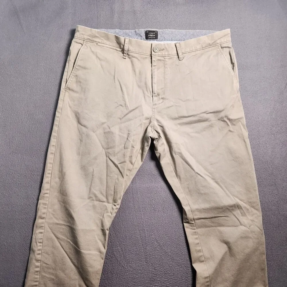 J. Crew 484 Slim Chino Pants Men 34X30 (36X28) Dark Tan Stretch Straight Leg
